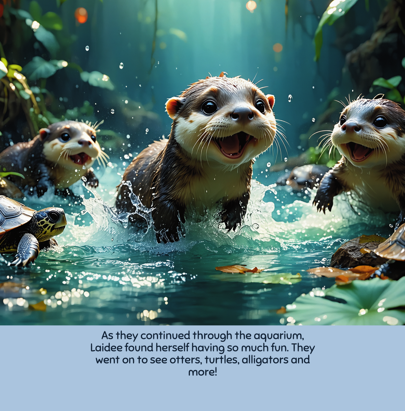 Vivid underwater scene from A Fintastic Day at the Aquarium children's book